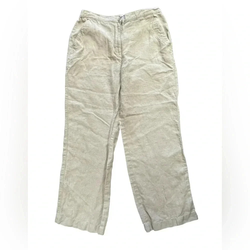 L.L.  Bean Linen Oatmeal Straight Leg Pants Size 12